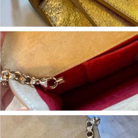 Christian Louboutin Vero Dodat Nappa Pepite Gold Clutch / Handbag - Picture 10 of 13